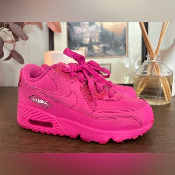 Nike Air Max 90 Leather Laser Fuchsia/Laser Fuchsia 833377-603 size 1Y - Picture 4 of 11